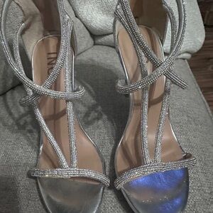 INC International Concepts Silver Strappy Heels